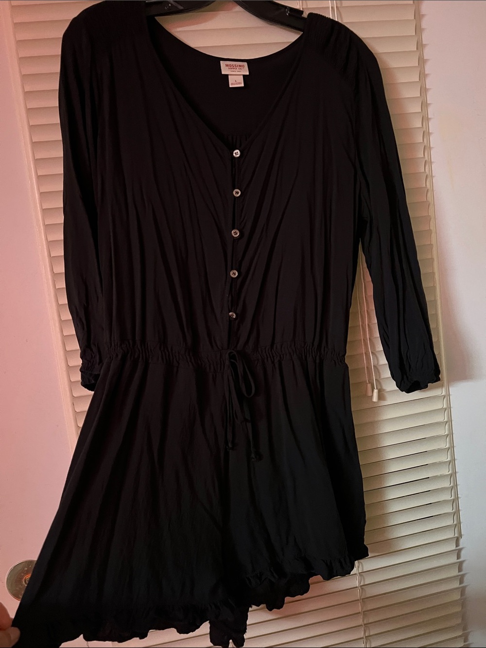 Mossimo Supply Co. Black Button-Front V-Neck Romper